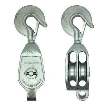 Galvanised G.M.I. Double Pulleys with Swivel Hook