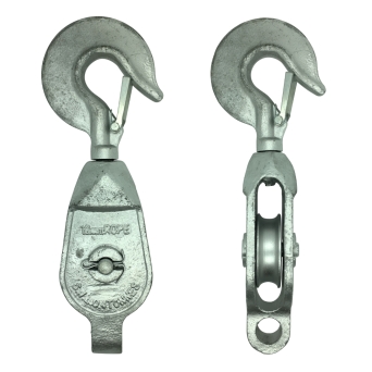 Galvanised G.M.I. Single Pulleys with Swivel Hook