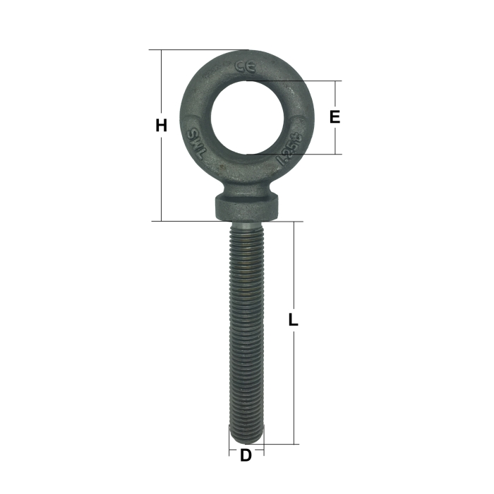 Self Colour Long Shank Dynamo Eye Bolts to B.S. 4278 Table 3