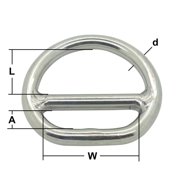 6mm x 50mm Stainless Steel Double Bar Dee Ring