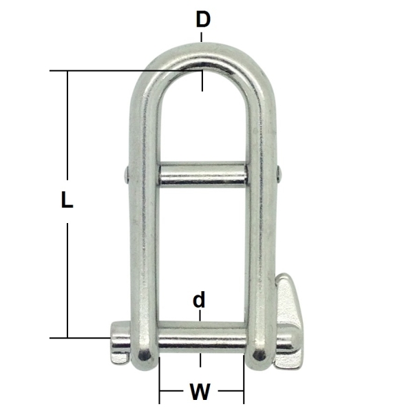 8mm Stainless Steel Double Bar Long Flat Dee Shackle with Locking Pin