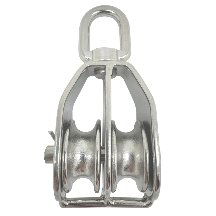 Stainless Steel Double Pulley Blocks with Swivel Eye