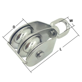 Stainless Steel Double Pulley Blocks with Swivel Eye