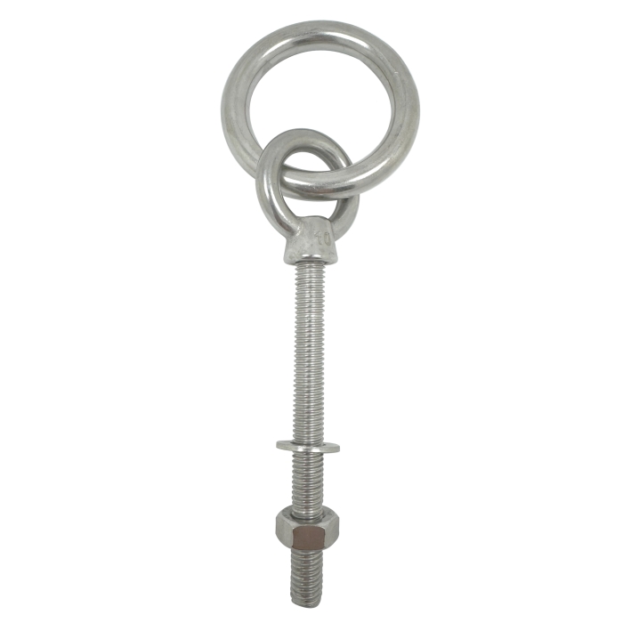 Stainless Steel Long Shank Ring Bolts (with Nut & Washer)