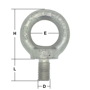 M12 Stainless Steel Load Rated Eye Bolt Generally to DIN 580