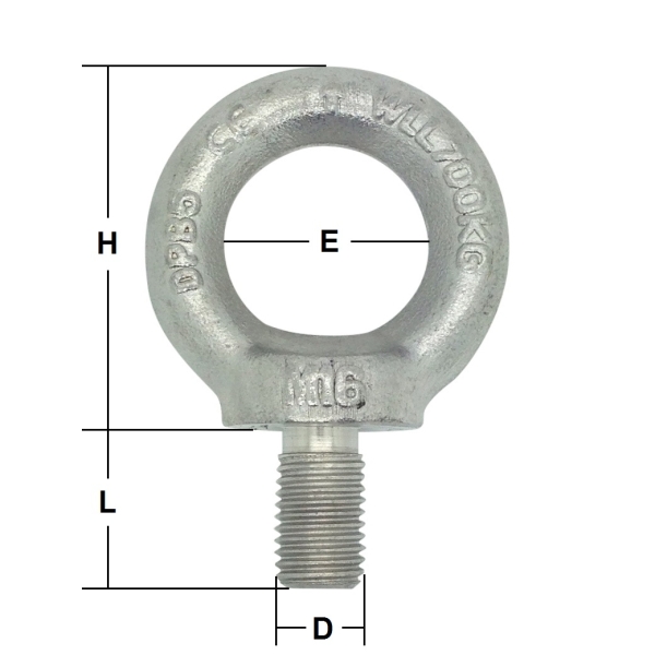 M12 Stainless Steel Load Rated Eye Bolt Generally to DIN 580