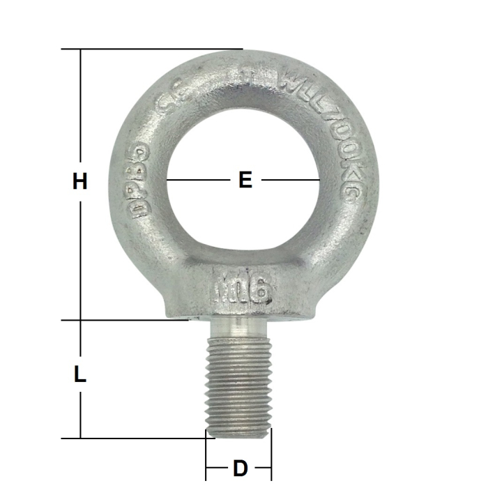 M12 Stainless Steel Load Rated Eye Bolt Generally to DIN 580