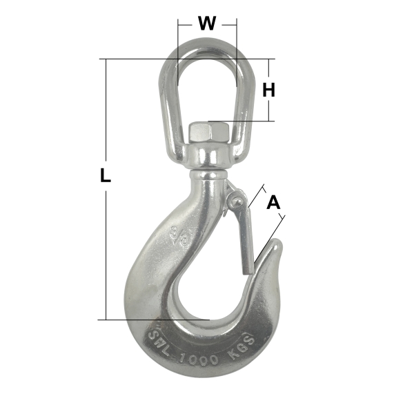 10mm Stainless Steel Swivel Hook with Safety Catch