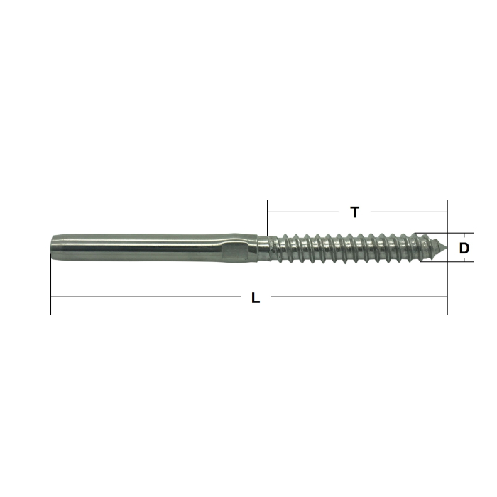 Stainless Steel Swage Stud Terminals with Wood Screw