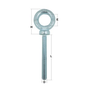 Zinc Plated Long Shank Dynamo Eye Bolts to B.S. 4278 Table 3