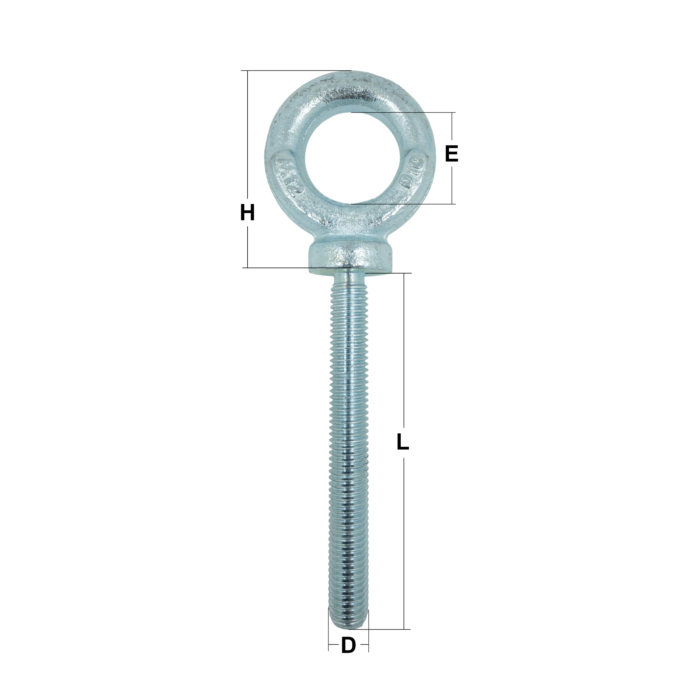 Zinc Plated Long Shank Dynamo Eye Bolts to B.S. 4278 Table 3