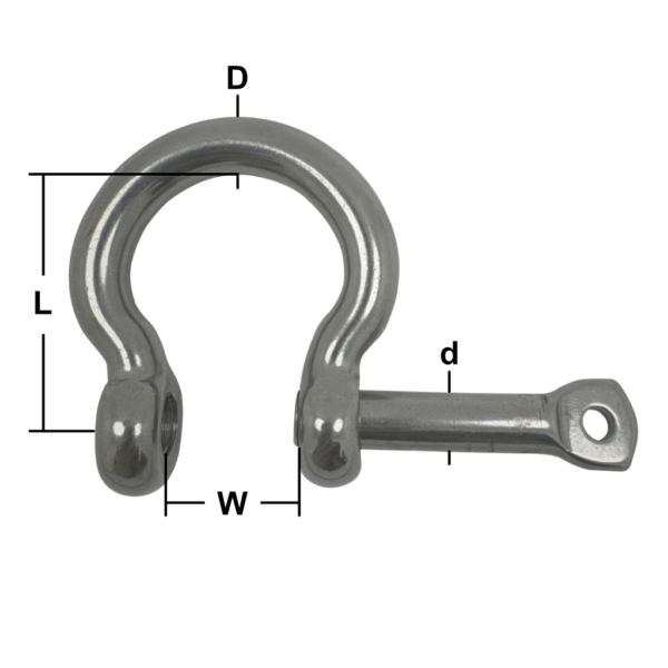 6mm Stainless Steel Captive Pin Bow Shackle