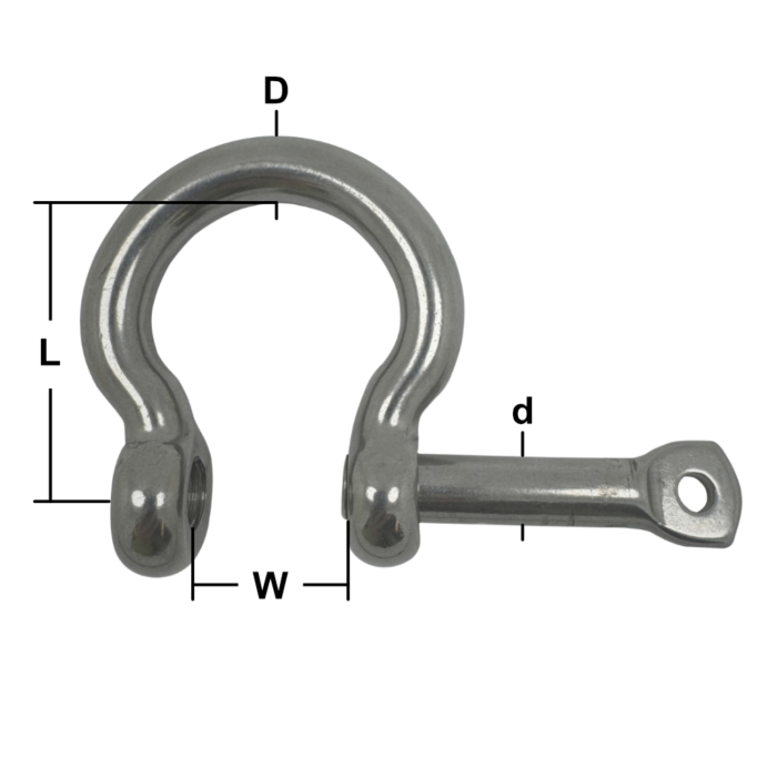 Stainless Steel Captive Pin Bow Shackles