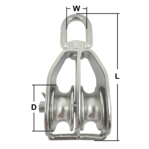 Stainless Steel Double Pulley Blocks with Swivel Eye