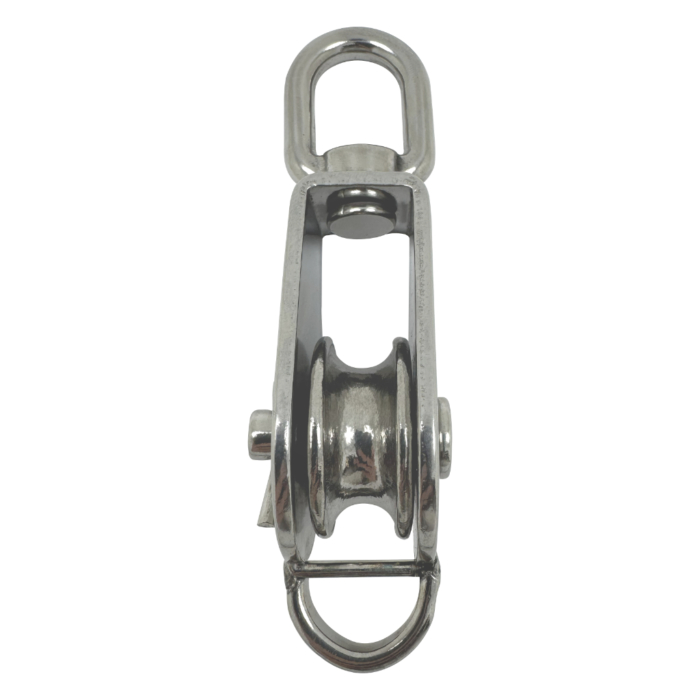 Stainless Steel Single Pulley Blocks with Swivel Eye & Becket