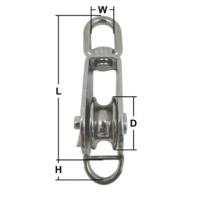 Stainless Steel Single Pulley Blocks with Swivel Eye & Becket