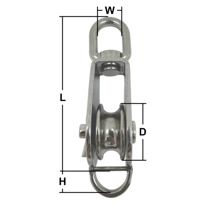 Stainless Steel Single Pulley Blocks with Swivel Eye & Becket