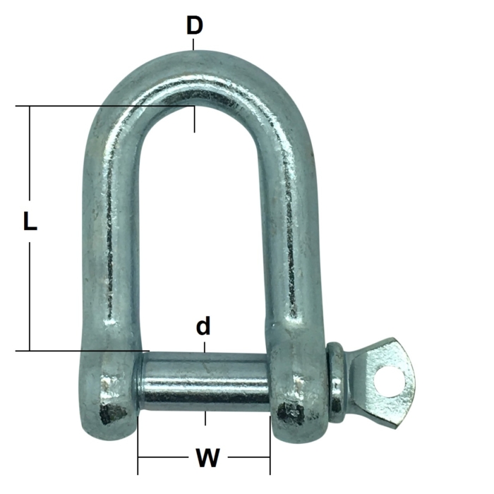 16mm Electro Galvanised Commercial Pattern Dee Shackle