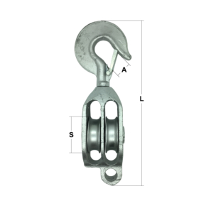 4″ Galvanised G.M.I. Double Pulley with Swivel Hook