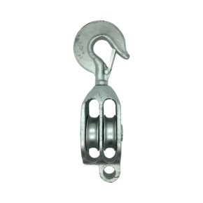 4″ Galvanised G.M.I. Double Pulley with Swivel Hook