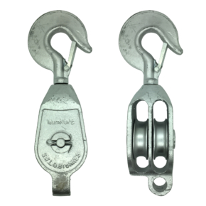 4″ Galvanised G.M.I. Double Pulley with Swivel Hook