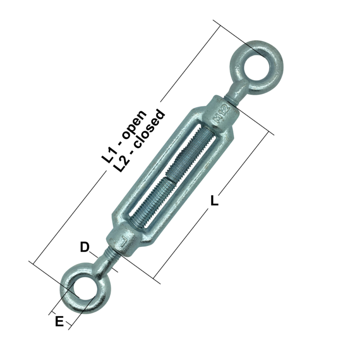M16 Electro Galvanised Straining Screw – Eye & Eye