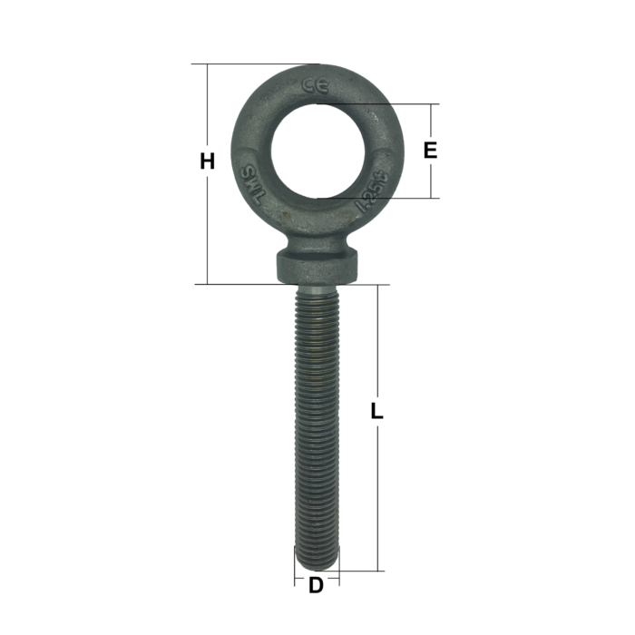 Self Colour Long Shank Dynamo Eye Bolts to B.S. 4278 Table 3