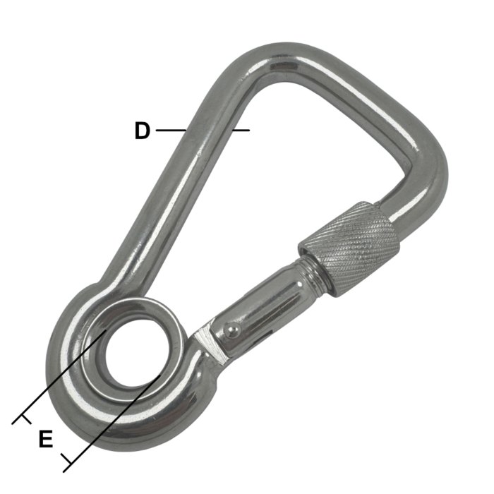 Stainless Steel Asymmetric Carbine Hooks with Eyelet & Screwgate