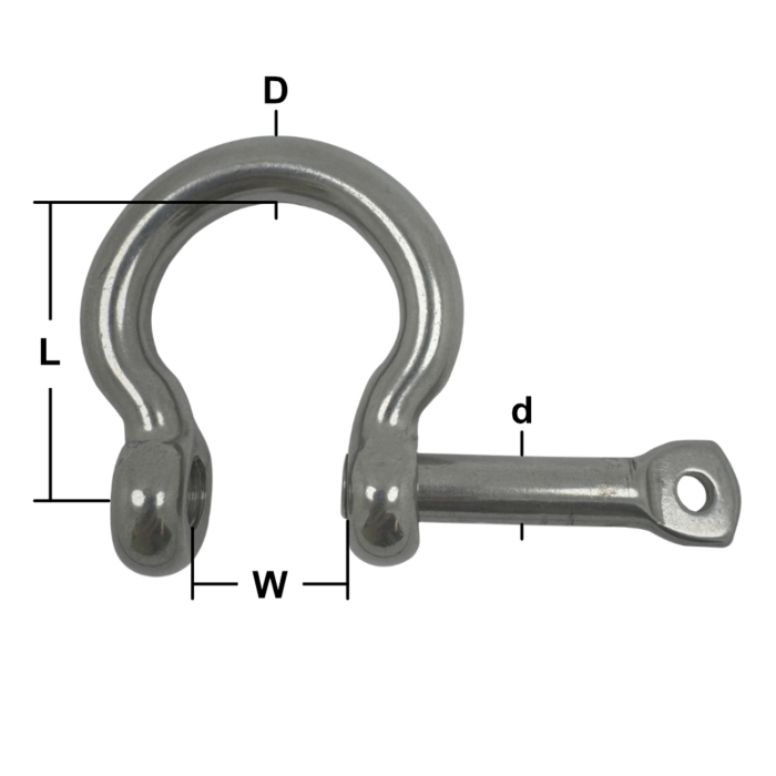 Stainless Steel Captive Pin Bow Shackles
