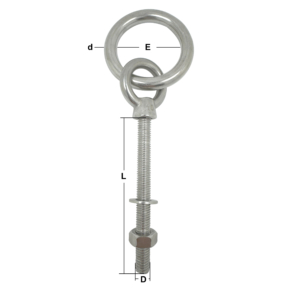 Stainless Steel Long Shank Ring Bolts (with Nut & Washer)