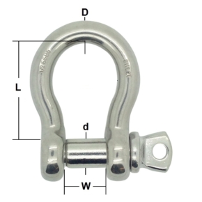 0.50T W.L.L. Stainless Steel Load Rated Bow Shackle