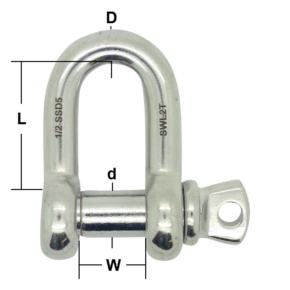 Stainless Steel Load Rated Dee Shackles