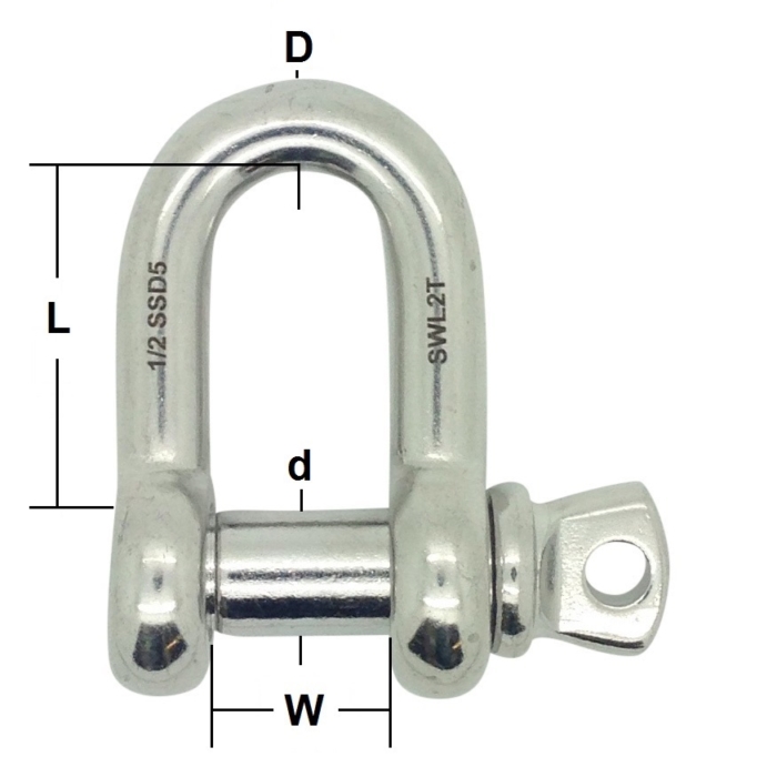 Stainless Steel Load Rated Dee Shackles