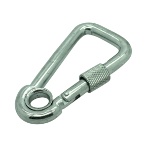 8mm Zinc Plated Asymmetric Carbine Hook with Eyelet & Screwgate