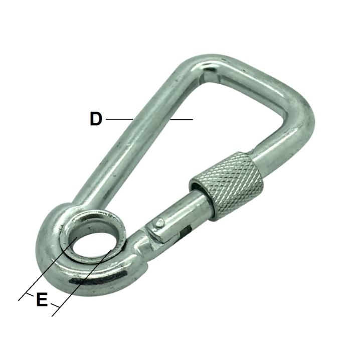 8mm Zinc Plated Asymmetric Carbine Hook with Eyelet & Screwgate