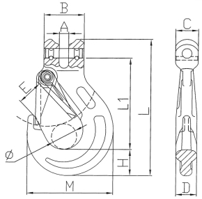 Grade 80 Clevis Sling Hooks with Safety Catch