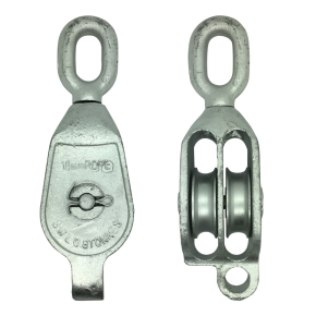 Galvanised G.M.I. Double Pulleys with Swivel Oval Eye