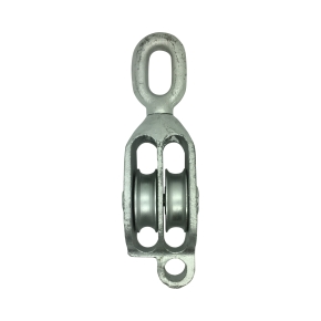 Galvanised G.M.I. Double Pulleys with Swivel Oval Eye