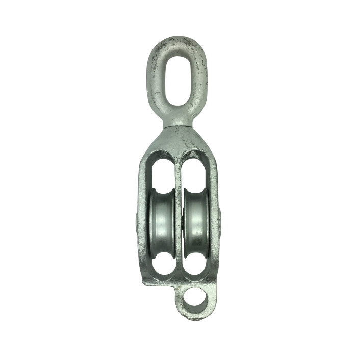 Galvanised G.M.I. Double Pulleys with Swivel Oval Eye