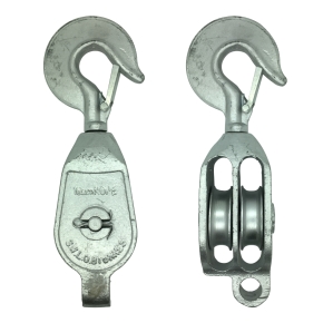 3″ Galvanised G.M.I. Double Pulley with Swivel Hook