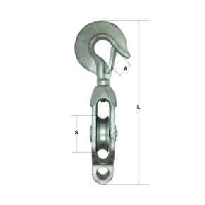 6″ Galvanised G.M.I. Single Pulley with Swivel Hook