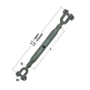 Galvanised Rigging Screws – Jaw & Jaw (with Lock Nuts)