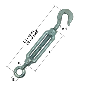 M12 Electro Galvanised Straining Screw – Hook & Eye