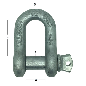 Galvanised Alloy Steel U.S. Fed Spec. RR-C-271 Screw Pin Dee Shackles