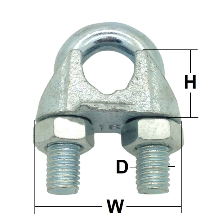 12mm Electro Galvanised Wire Rope Grip to DIN 741