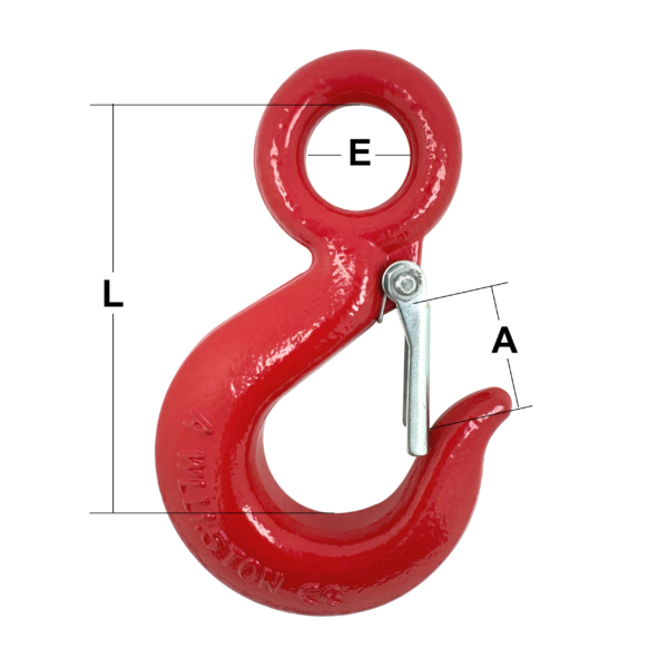 1.00T W.L.L. Red Painted Alloy Steel Eye Hook with Safety Catch