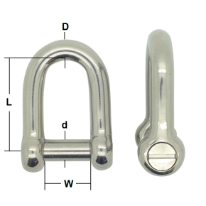 10mm Stainless Steel Countersunk Pin Dee Shackle