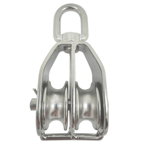 Stainless Steel Double Pulley Blocks with Swivel Eye