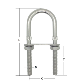 8mm x 80mm Stainless Steel ‘U’ Bolt