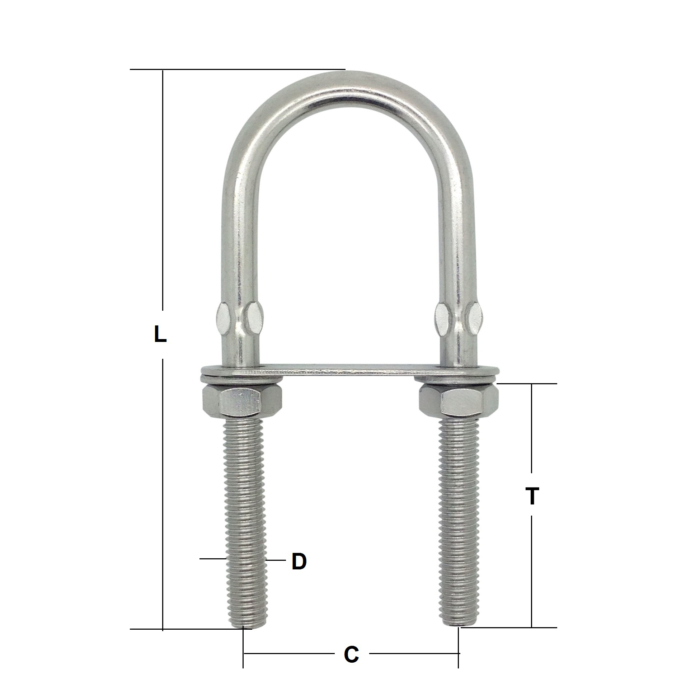 8mm x 80mm Stainless Steel ‘U’ Bolt